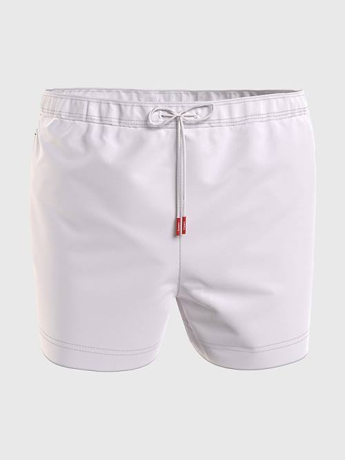 White Tommy Hilfiger Mid Length Drawstring Shorts Men\'s Swimwear | TH509QYR