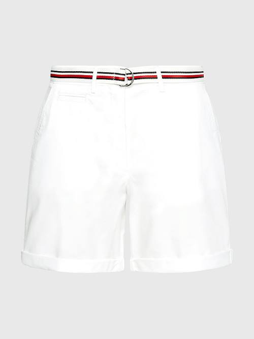 White Tommy Hilfiger Mid Rise Chino Women's Shorts | TH847RKE