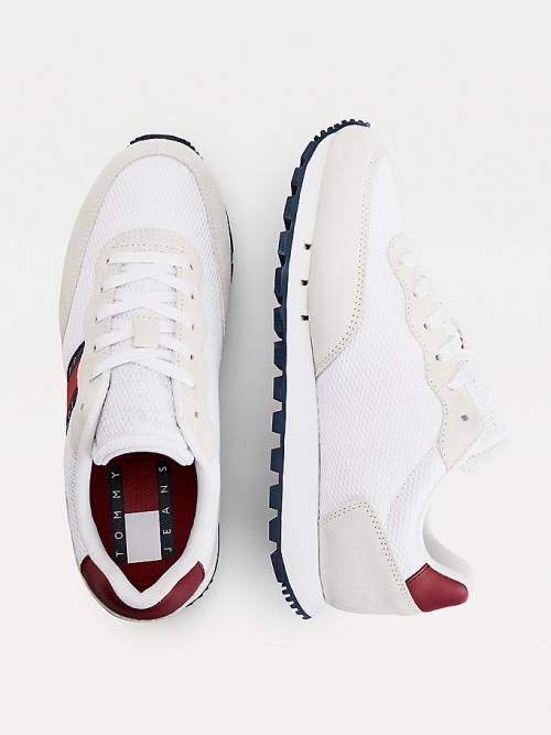 White Tommy Hilfiger Mixed Texture Women's Sneakers | TH369GMD