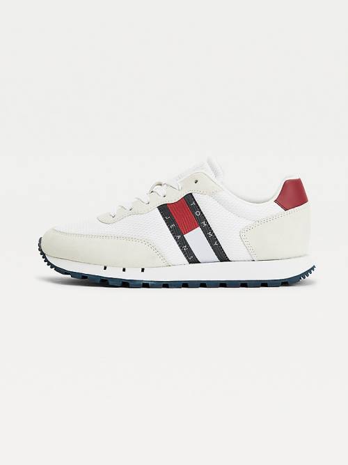 White Tommy Hilfiger Mixed Texture Women's Sneakers | TH369GMD