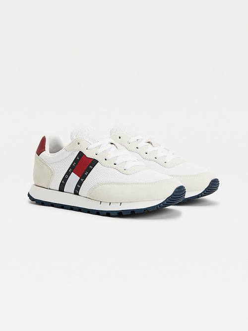 White Tommy Hilfiger Mixed Texture Women\'s Sneakers | TH369GMD