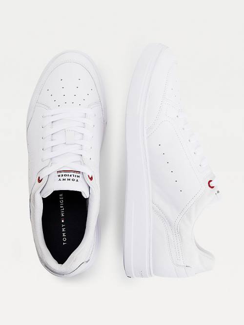 White Tommy Hilfiger Modern Cupsole Leather Men's Sneakers | TH367SMT