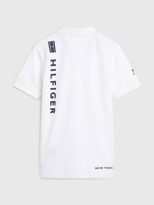 White Tommy Hilfiger Multi Logo Organic Cotton Polo Boys' T Shirts | TH620BWA