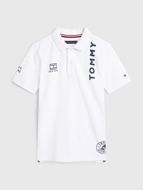 White Tommy Hilfiger Multi Logo Organic Cotton Polo Boys\' T Shirts | TH620BWA