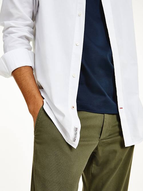 White Tommy Hilfiger Natural Soft Poplin Regular Fit Men's Shirts | TH598PIN