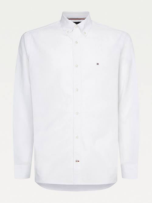 White Tommy Hilfiger Natural Soft Poplin Regular Fit Men\'s Shirts | TH598PIN