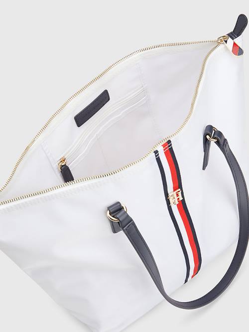 White Tommy Hilfiger Nylon Signature Tote Women's Bags | TH018RDF