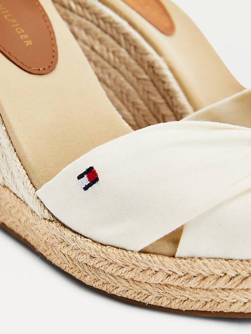 White Tommy Hilfiger Open Toe High Wedge Espadrille Women's Sandals | TH480DAT