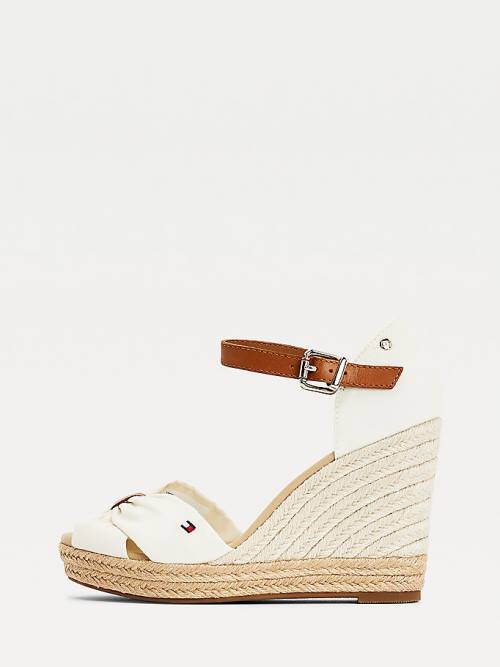 White Tommy Hilfiger Open Toe High Wedge Espadrille Women's Sandals | TH480DAT