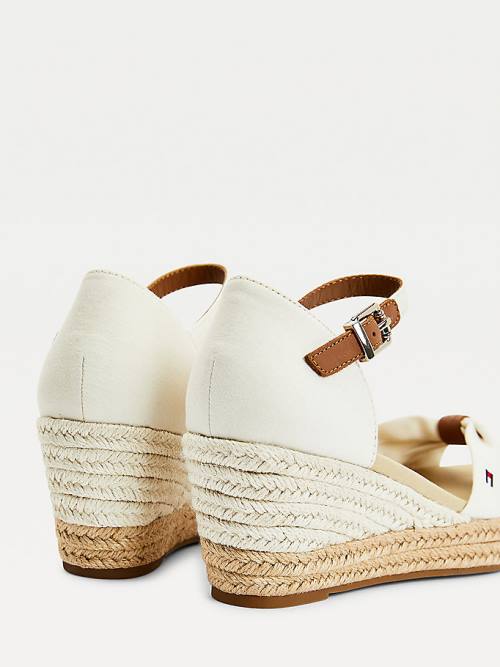 White Tommy Hilfiger Open Toe Mid Wedge Espadrille Women's Sandals | TH026MXG