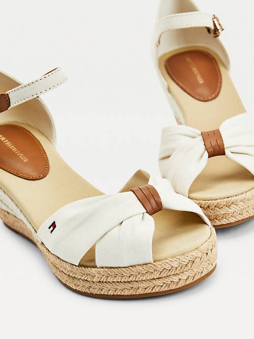 White Tommy Hilfiger Open Toe Mid Wedge Espadrille Women's Sandals | TH026MXG