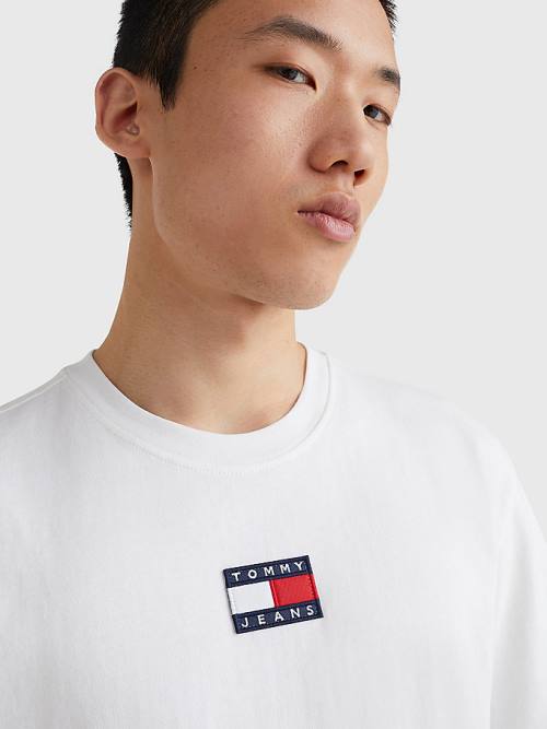 White Tommy Hilfiger Organic Cotton Badge Men's T Shirts | TH706LVH