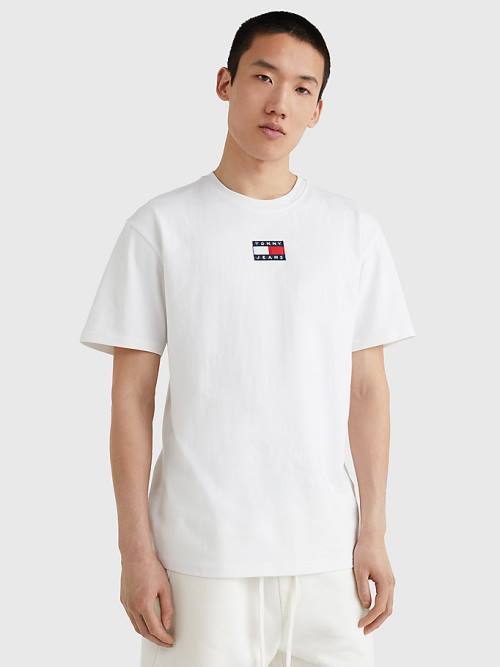 White Tommy Hilfiger Organic Cotton Badge Men\'s T Shirts | TH706LVH