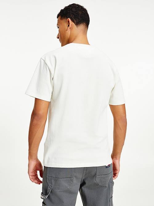 White Tommy Hilfiger Organic Cotton Badge Men's T Shirts | TH805JEL