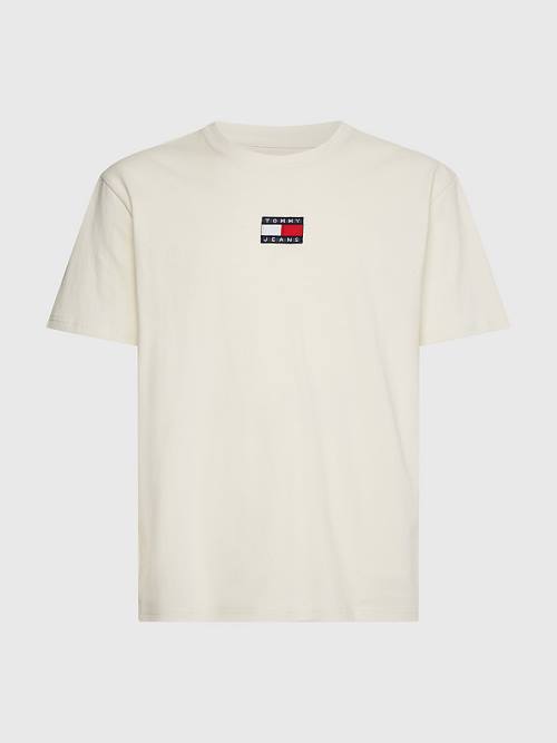 White Tommy Hilfiger Organic Cotton Badge Men's T Shirts | TH805JEL