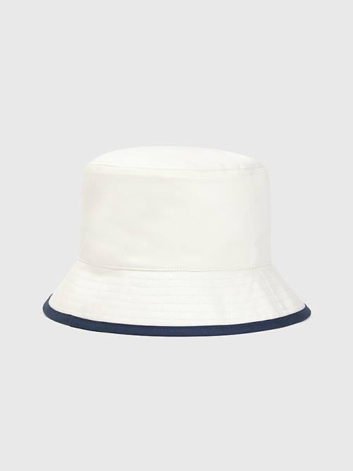 White Tommy Hilfiger Organic Cotton Bucket Women's Hats | TH974BYZ