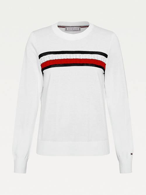 White Tommy Hilfiger Organic Cotton Crew Neck Jumper Women's Sweaters | TH310IFE