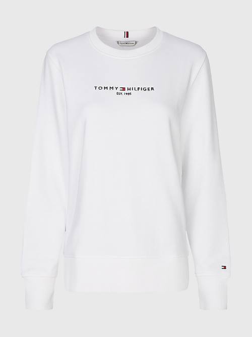 White Tommy Hilfiger Organic Cotton Crew Neck Women's Sweatshirts | TH419OPG