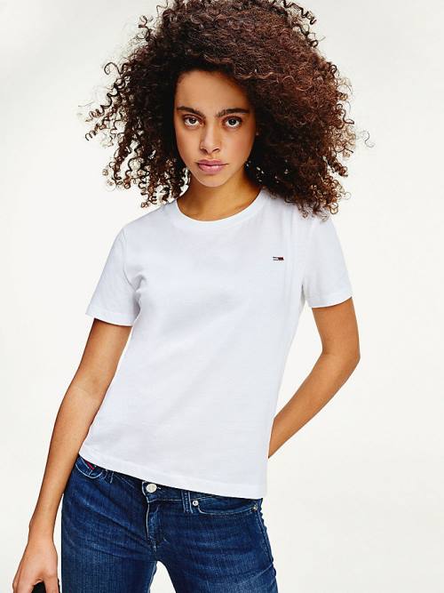 White Tommy Hilfiger Organic Cotton Crew Neck Women's T Shirts | TH531SYJ