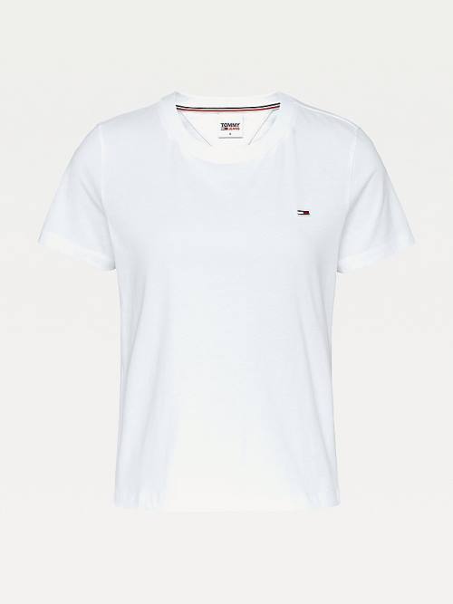 White Tommy Hilfiger Organic Cotton Crew Neck Women's T Shirts | TH531SYJ