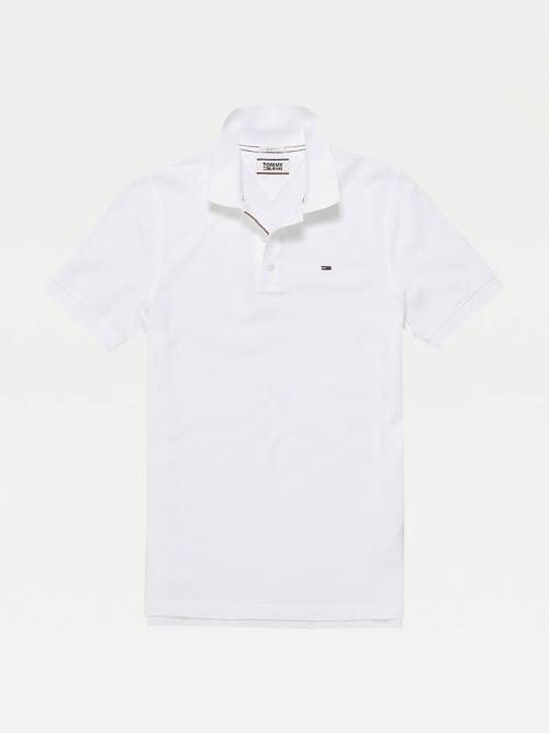 White Tommy Hilfiger Organic Cotton Fine Pique Slim Men's Polo Shirts | TH824UXR