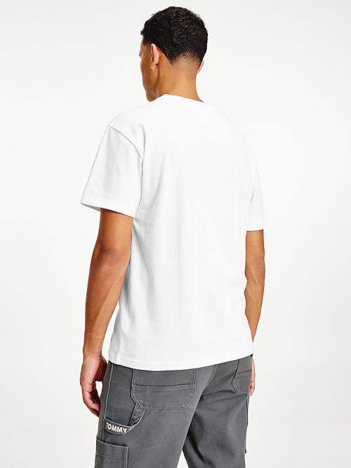 White Tommy Hilfiger Organic Cotton Jersey Logo Men's T Shirts | TH187ULF