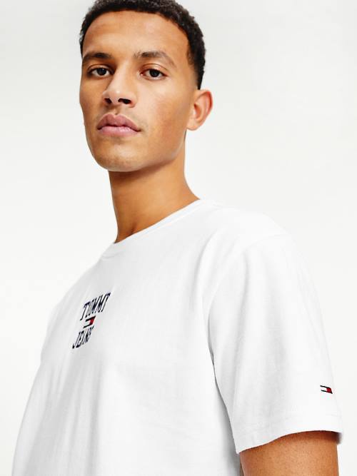 White Tommy Hilfiger Organic Cotton Jersey Logo Men's T Shirts | TH187ULF