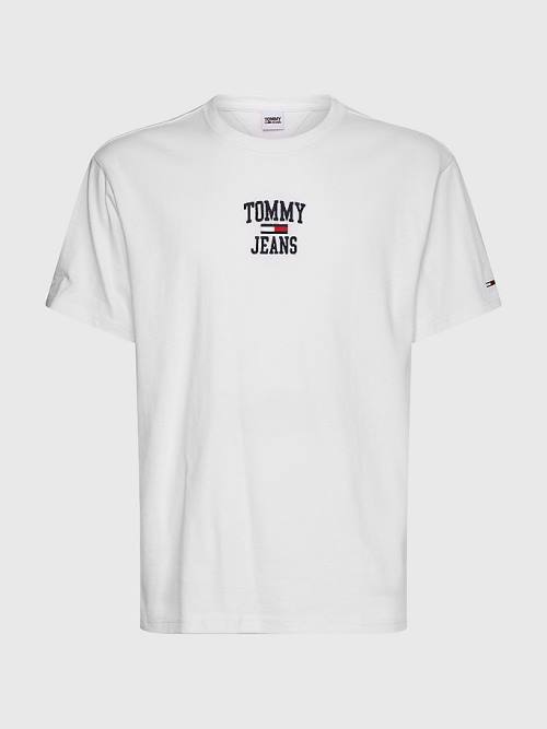 White Tommy Hilfiger Organic Cotton Jersey Logo Men's T Shirts | TH187ULF