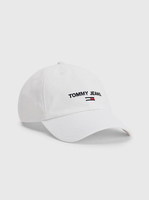 White Tommy Hilfiger Organic Cotton Logo Embroidery Cap Women\'s Hats | TH157QEK