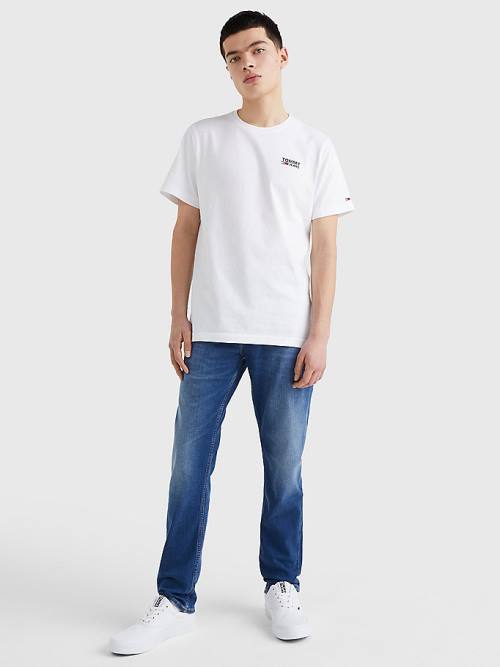 White Tommy Hilfiger Organic Cotton Logo Men's T Shirts | TH312HQE