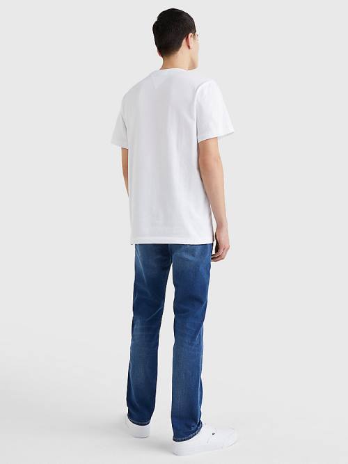 White Tommy Hilfiger Organic Cotton Logo Men's T Shirts | TH312HQE