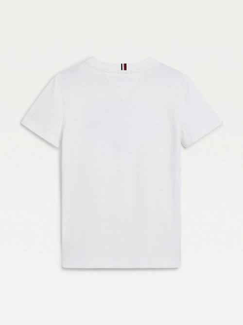 White Tommy Hilfiger Organic Cotton Logo Boys' T Shirts | TH368HDJ