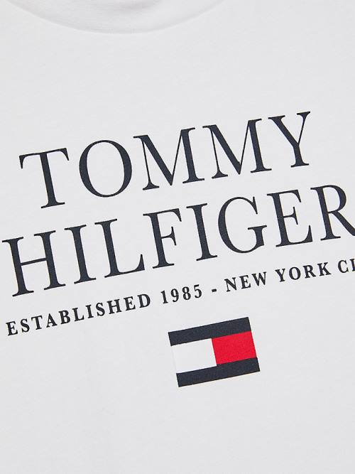 White Tommy Hilfiger Organic Cotton Logo Boys' T Shirts | TH368HDJ