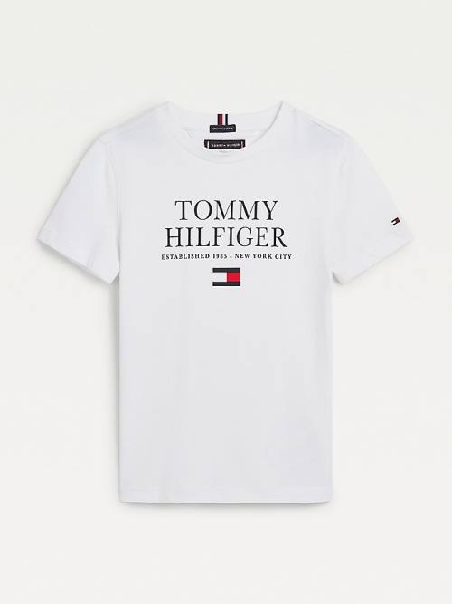 White Tommy Hilfiger Organic Cotton Logo Boys\' T Shirts | TH368HDJ