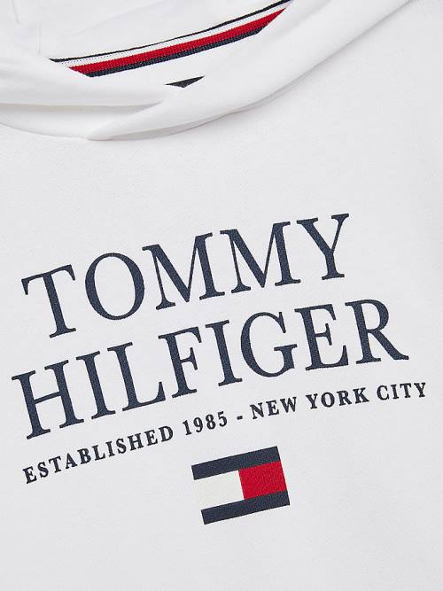 White Tommy Hilfiger Organic Cotton Logo Boys' Hoodie | TH631YKM