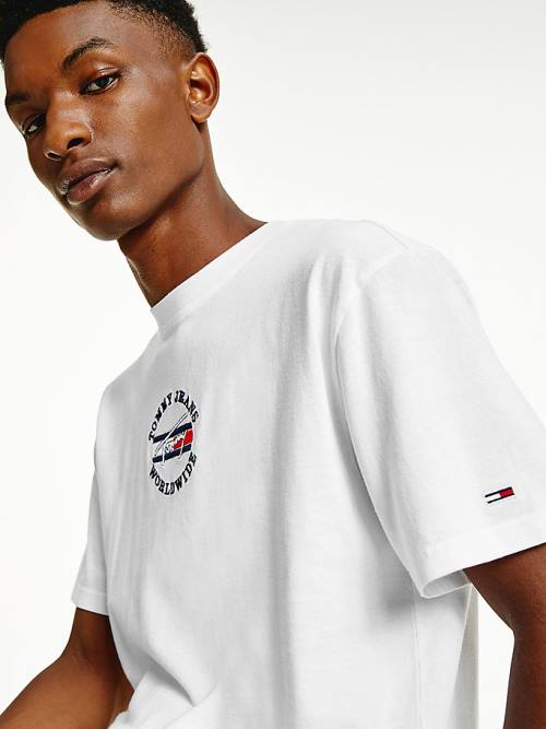 White Tommy Hilfiger Organic Cotton Logo Men's T Shirts | TH760ICF