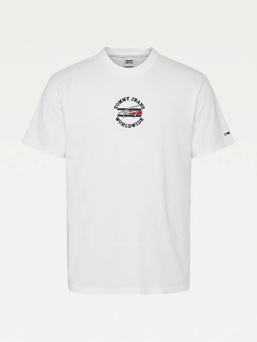 White Tommy Hilfiger Organic Cotton Logo Men's T Shirts | TH760ICF