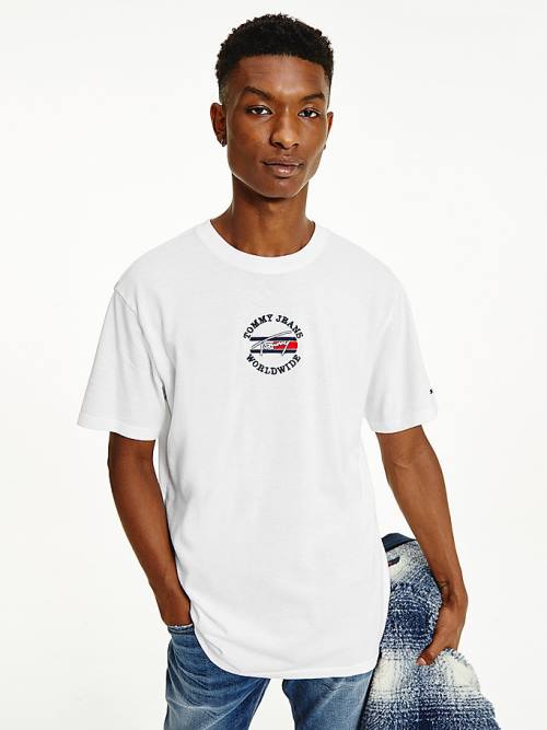 White Tommy Hilfiger Organic Cotton Logo Men\'s T Shirts | TH760ICF