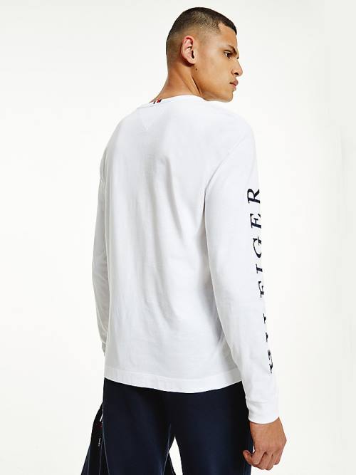 White Tommy Hilfiger Organic Cotton Long Sleeve Men's T Shirts | TH376REO