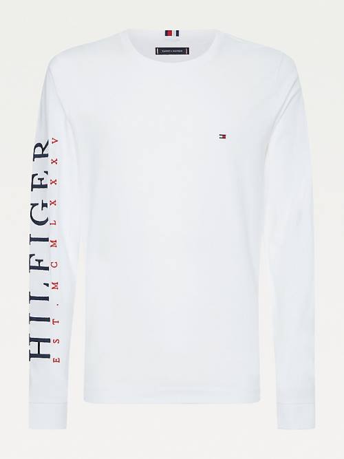 White Tommy Hilfiger Organic Cotton Long Sleeve Men's T Shirts | TH376REO