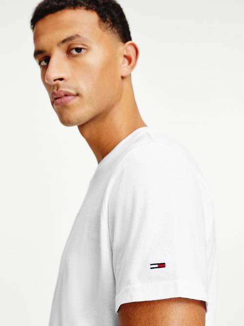 White Tommy Hilfiger Organic Cotton Men's T Shirts | TH429JUN