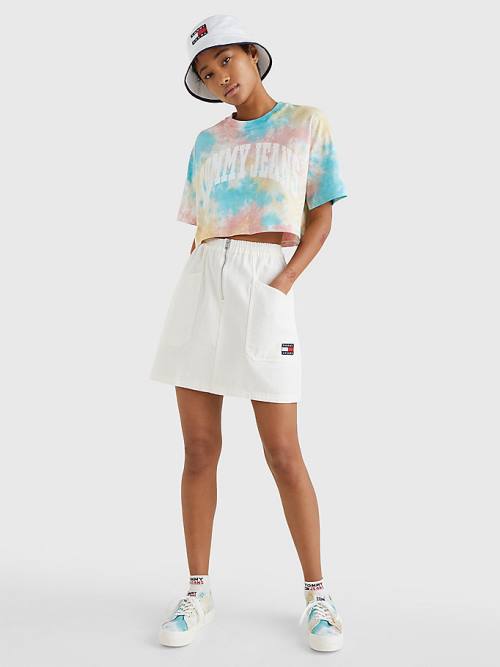 White Tommy Hilfiger Organic Cotton Mini Women's Skirts | TH486XGM