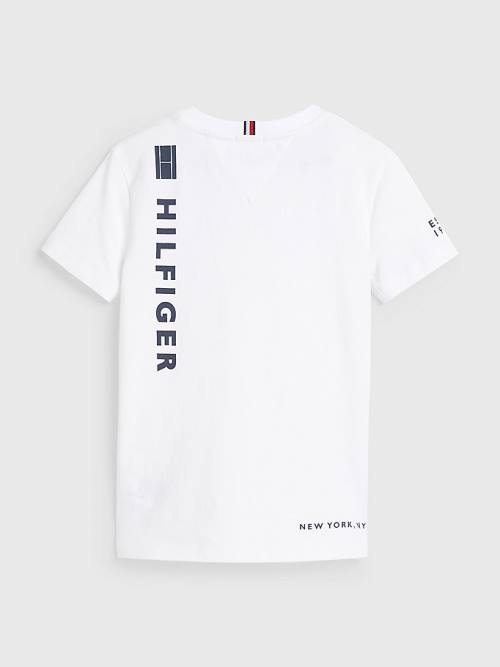 White Tommy Hilfiger Organic Cotton Multi-Logo Boys' T Shirts | TH259SVF