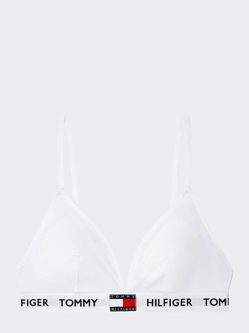 White Tommy Hilfiger Organic Cotton Padded Triangle Bra Women's Underwear | TH809BOK