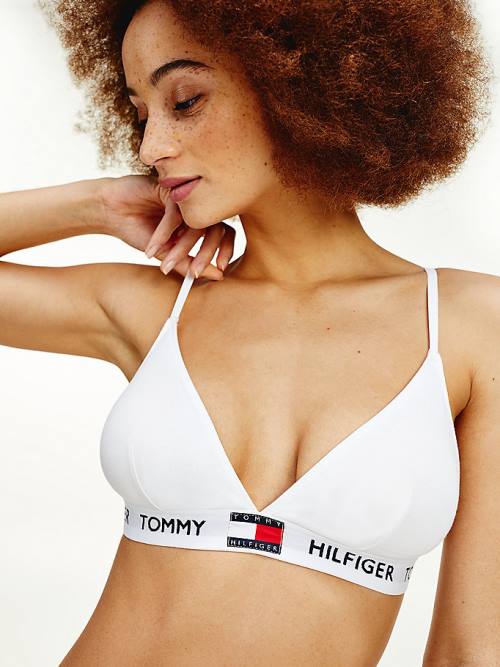 White Tommy Hilfiger Organic Cotton Padded Triangle Bra Women\'s Underwear | TH809BOK