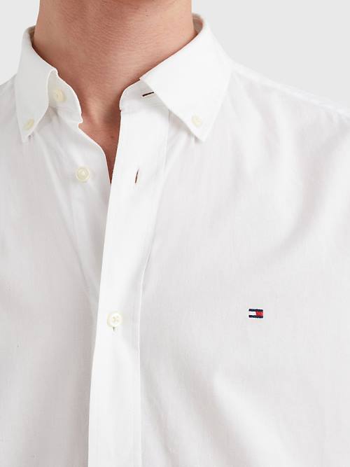 White Tommy Hilfiger Organic Cotton Poplin Regular Fit Men's Shirts | TH381TJD