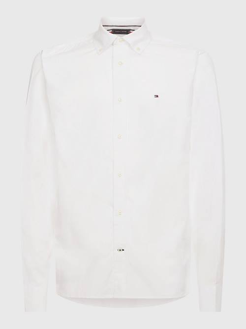 White Tommy Hilfiger Organic Cotton Poplin Regular Fit Men\'s Shirts | TH381TJD