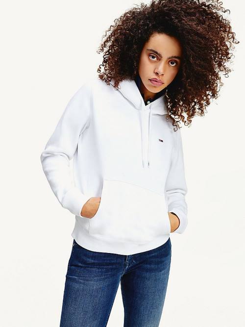 White Tommy Hilfiger Organic Cotton Regular Fit Women's Hoodie | TH547DFM