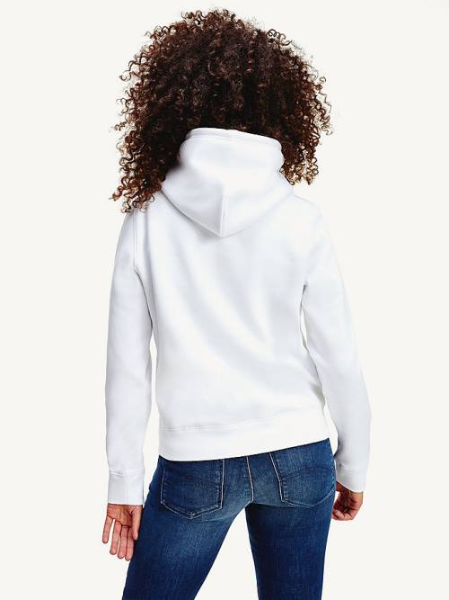 White Tommy Hilfiger Organic Cotton Regular Fit Women's Hoodie | TH547DFM