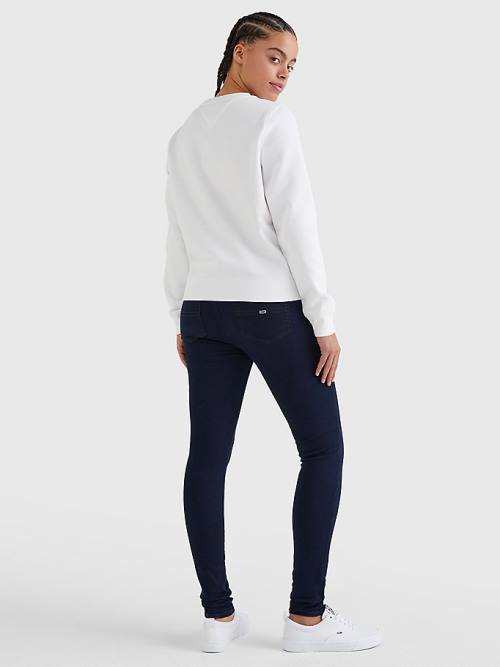 White Tommy Hilfiger Organic Cotton Regular Fit Fleece Women's Sweatshirts | TH607KEW